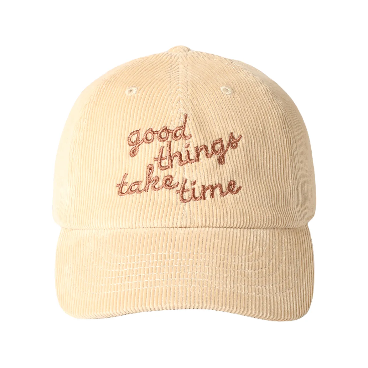 Good Things Take Time Embroidered Corduroy Hat - Adult