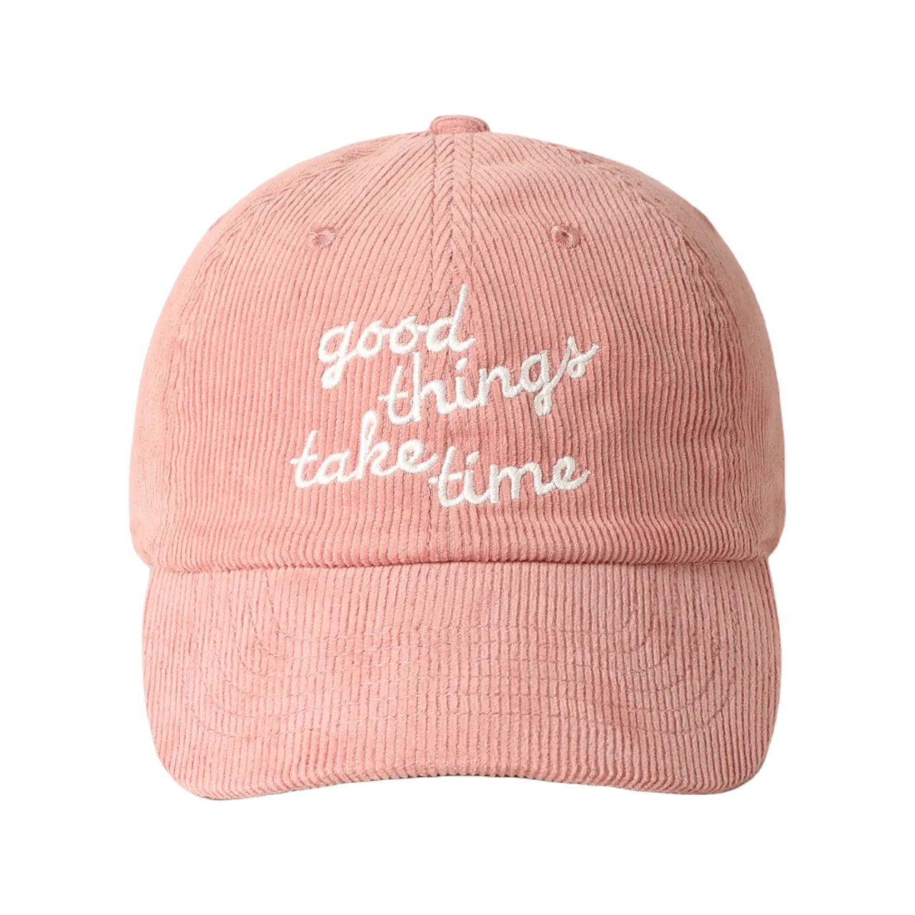 Good Things Take Time Embroidered Corduroy Hat - Adult