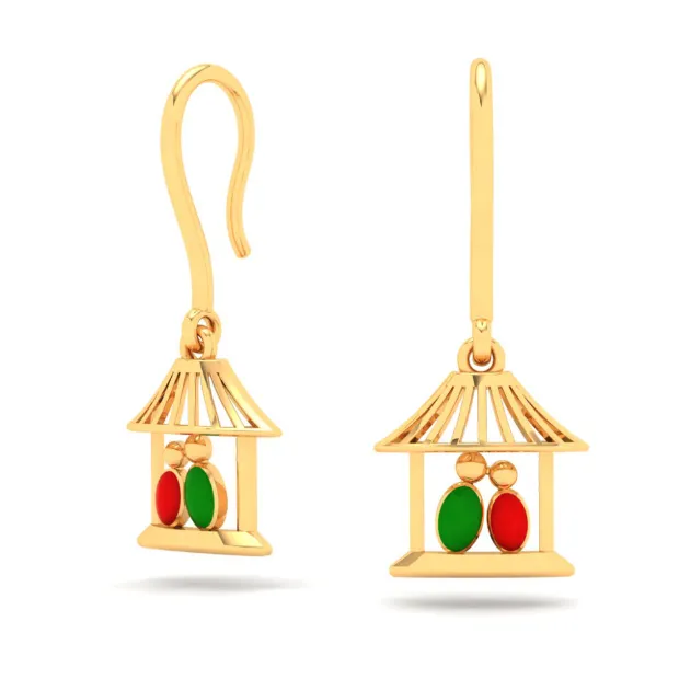 Gorgeous 22k Gold Birds Motif Dangler Earrings From Goldlites Collection