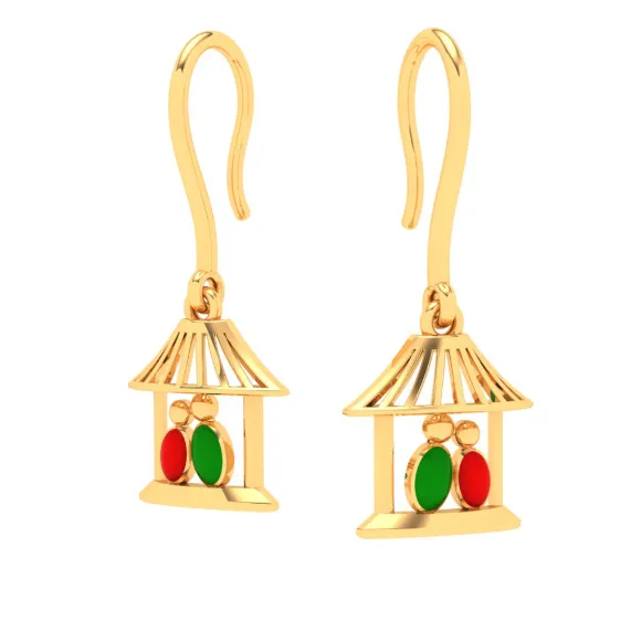 Gorgeous 22k Gold Birds Motif Dangler Earrings From Goldlites Collection