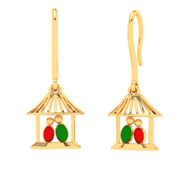 Gorgeous 22k Gold Birds Motif Dangler Earrings From Goldlites Collection