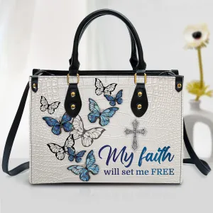 Gorgeous Butterfly Leather Bag - My Faith Will Set Me Free - Christian Pu Leather Bags For Women