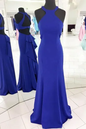 Gorgeous Halter Royal Blue Mermaid Long Evening Dress  PG539