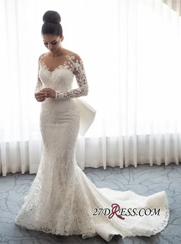 Gorgeous Long Sleeve Wedding Dress | Mermaid Lace Bridal Gowns BC0093