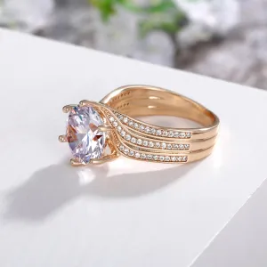 Gorgeous Round Cut Zircon Solitaire Ring for Women with Zircon in Gold Color