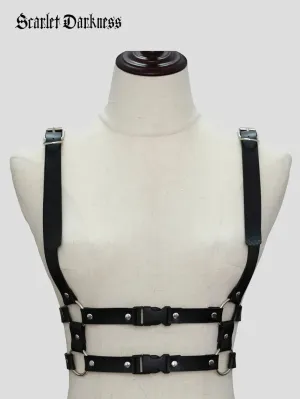 Gothic Punk Suspenders PU Leather Girdle