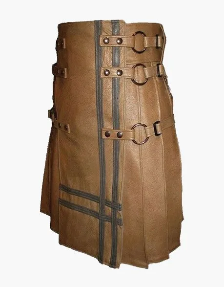 Gothic-style brown leather kilt