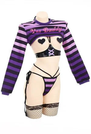 Gothic Yes Daddy Striped Set