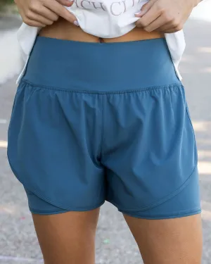 Grace & Lace Everyday Athletic Shorts - Blue Heron