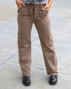 Grace and Lace Sueded Twill Cargo Pants - Caribou