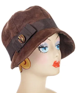 Grace Cloche Style Hat - Chocolate Faux Suede