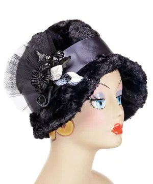 Grace Cloche Style Hat - Cuddly Faux Fur in Black