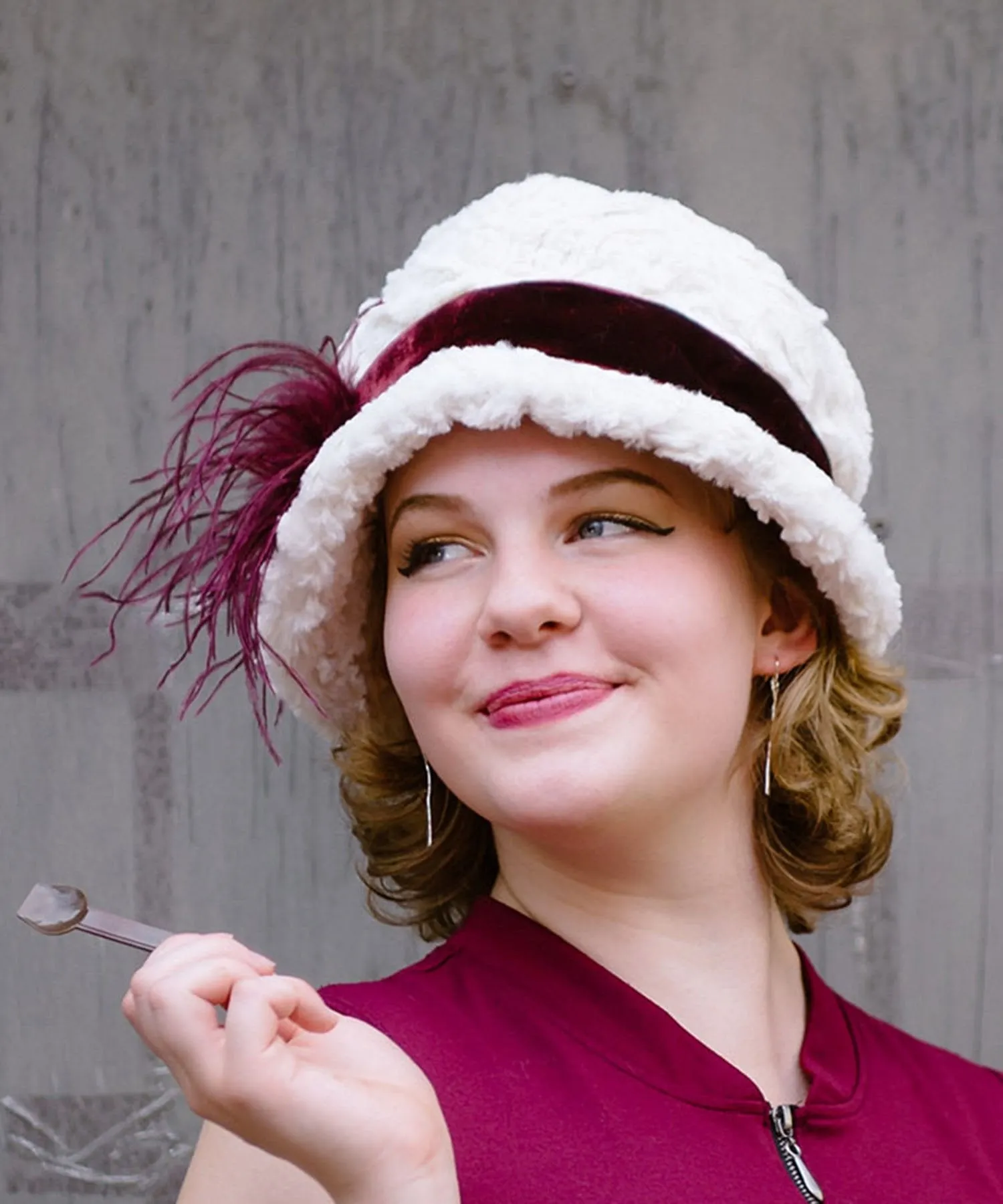 Grace Cloche Style Hat - Cuddly Faux Fur in Ivory