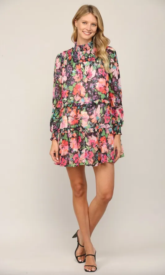 Grace Floral Chiffon Tiered Dress