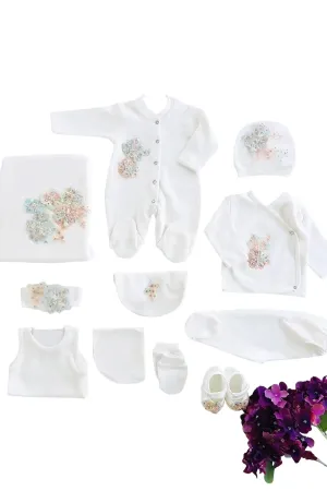 Grace Newborn Girl Coming Home Outfit Set (11 Pcs)