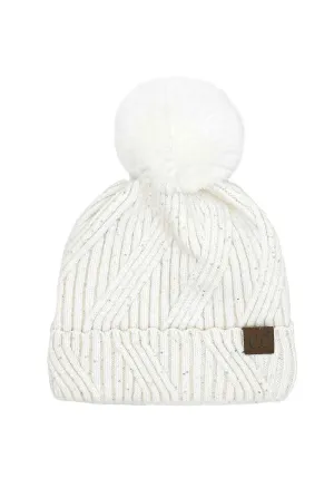 Grace Sequin Beanie-Ivory