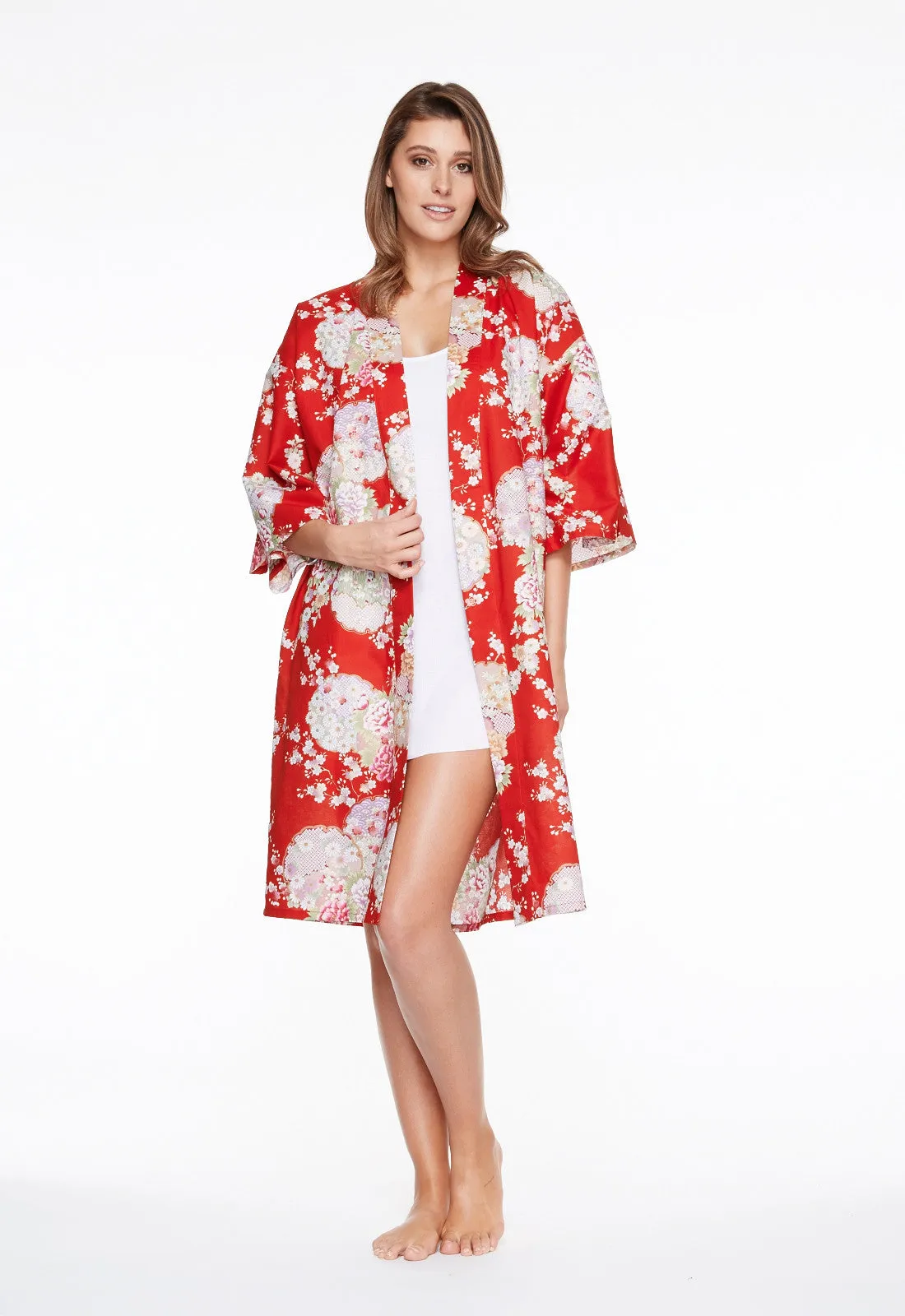 Graceful Circles Cotton Short Happi Coat Kimono