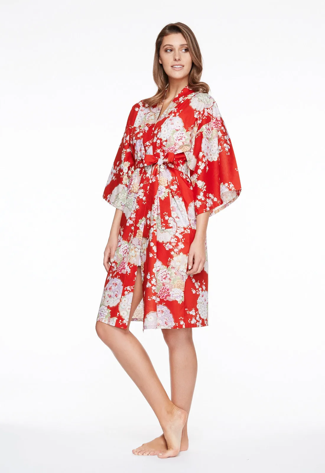 Graceful Circles Cotton Short Happi Coat Kimono