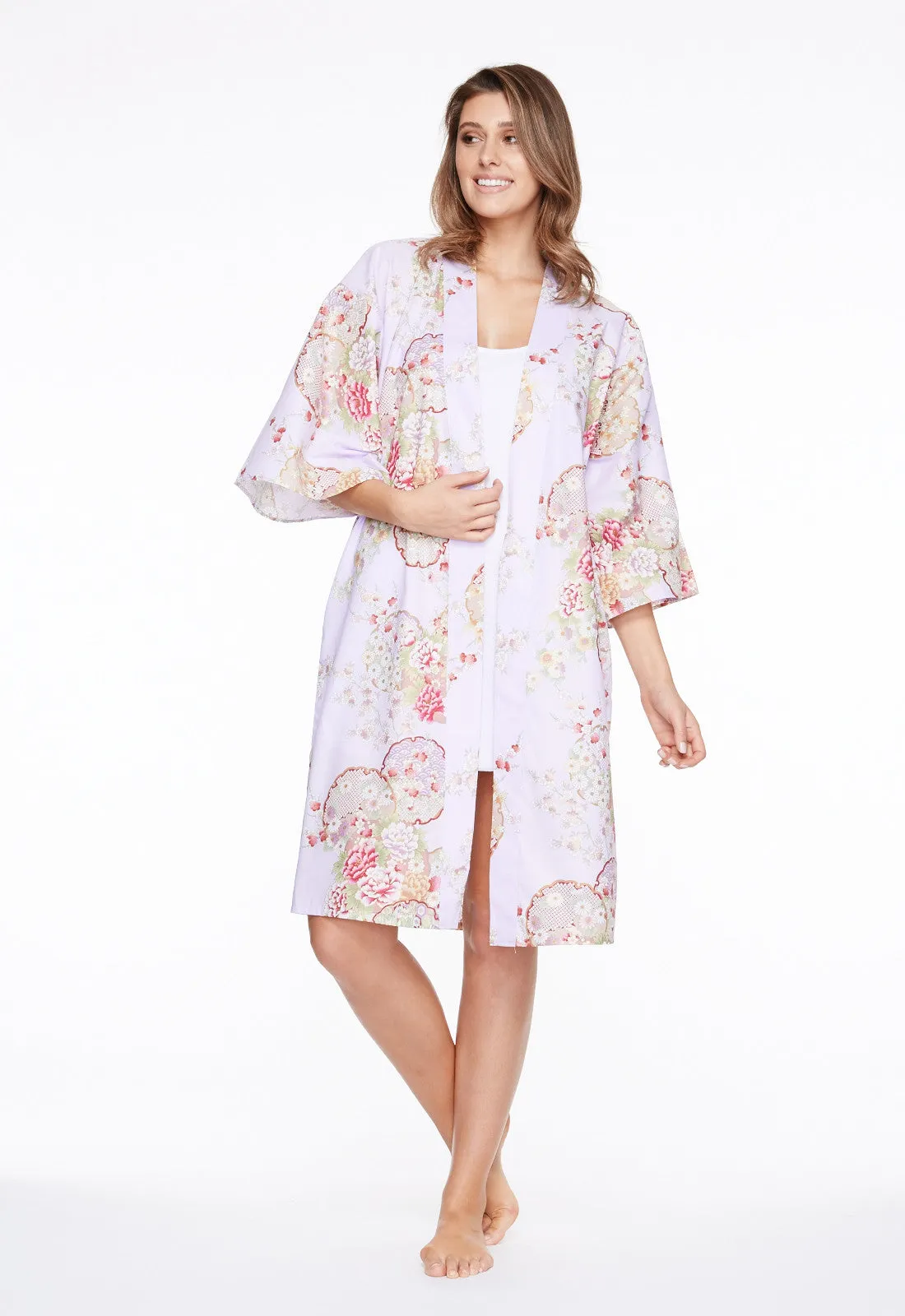 Graceful Circles Cotton Short Happi Coat Kimono