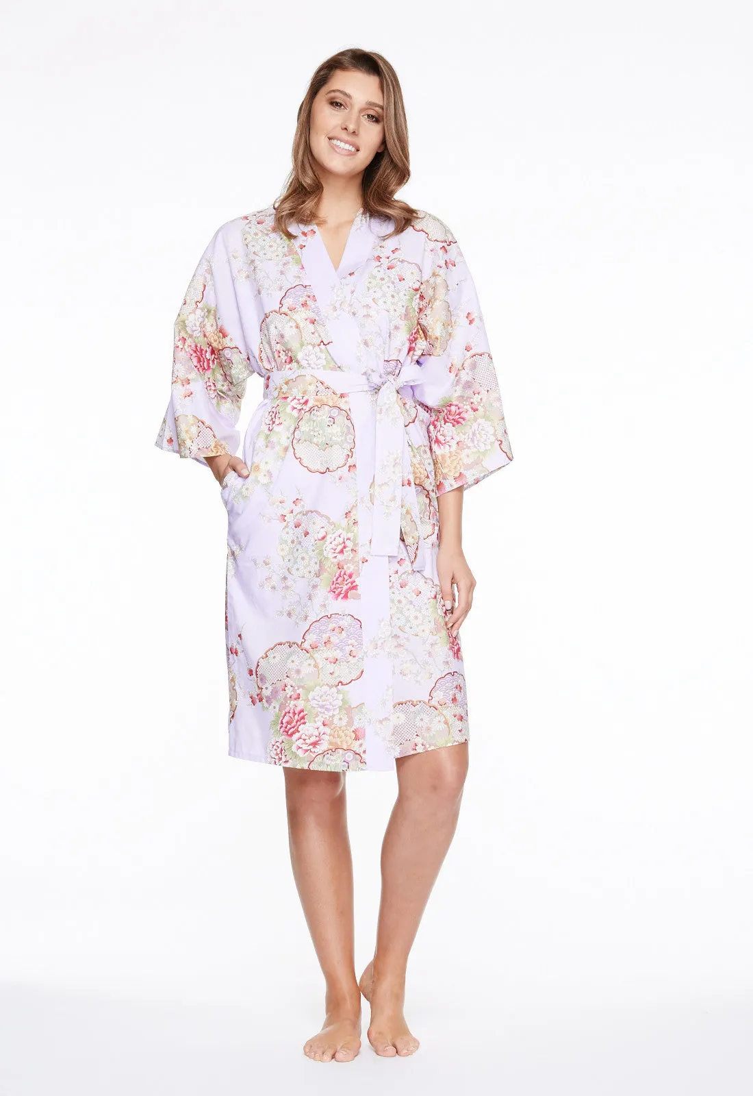 Graceful Circles Cotton Short Happi Coat Kimono