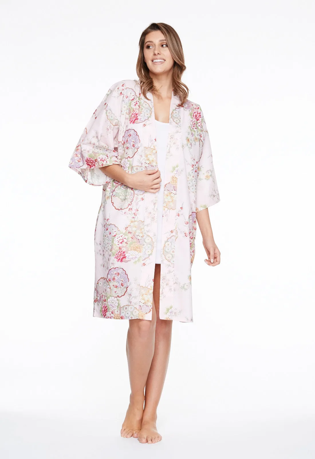 Graceful Circles Cotton Short Happi Coat Kimono