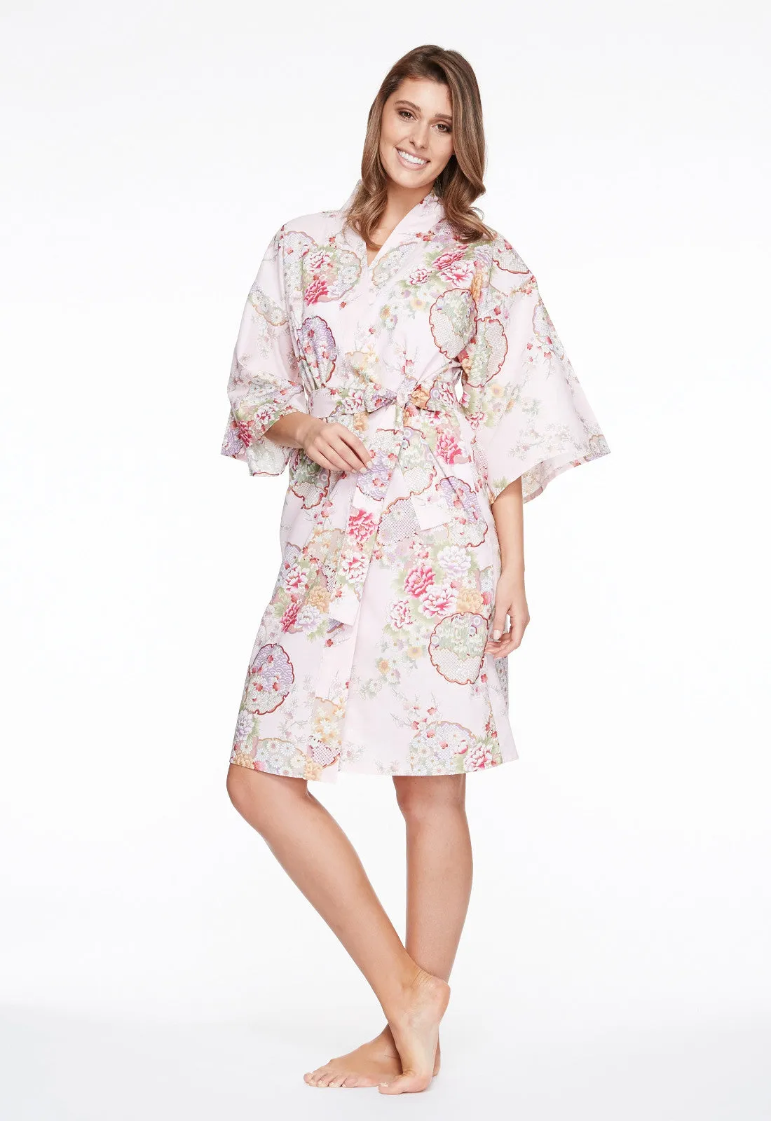 Graceful Circles Cotton Short Happi Coat Kimono