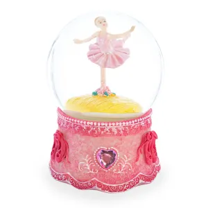 Graceful Pirouette: Pink Ballerina In Enchanting Spin - Musical Water Snow Globe