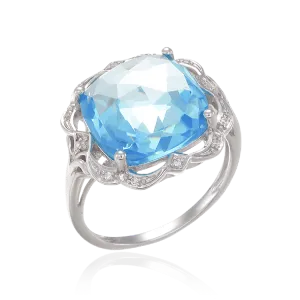 Graceful Sparkling Blue Cocktail Ring