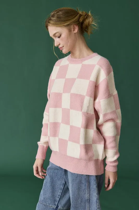 Gracie Oversized Checkered Sweater