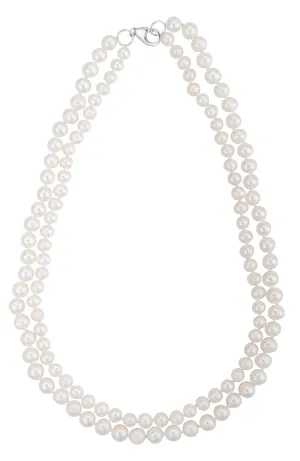 Graduated double strand pearl necklace