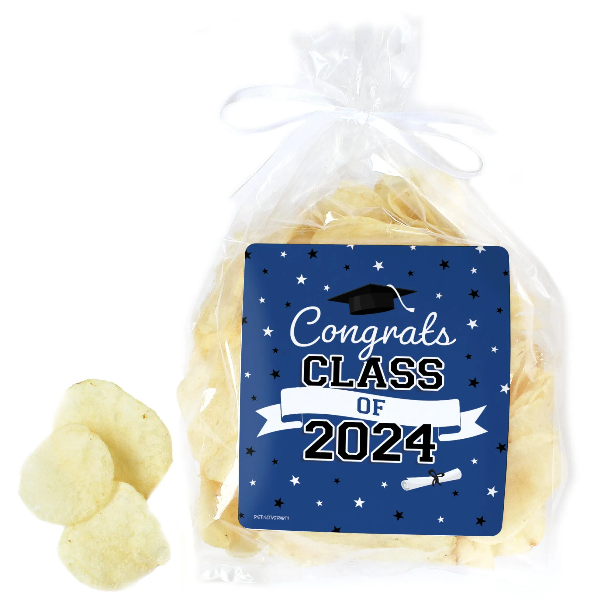 Graduation Class of 2024: Graduation Party Favors - Chip Bag and Snack Bag Stickers - 10 School Colors - 32 Stickers