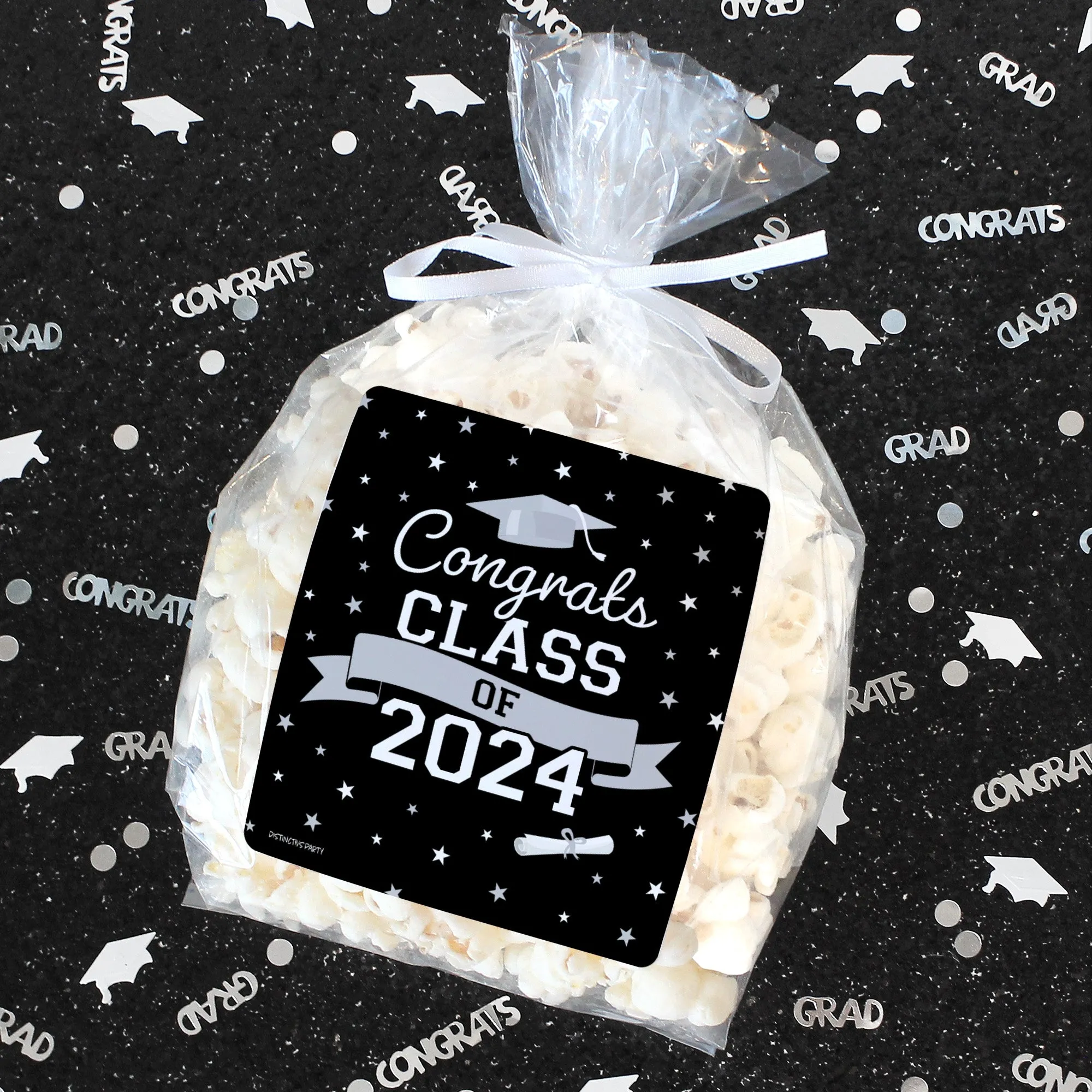 Graduation Class of 2024: Graduation Party Favors - Chip Bag and Snack Bag Stickers - 10 School Colors - 32 Stickers