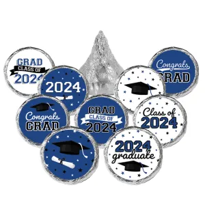 Graduation Class of 2024: Graduation Party Favors - Fits on Hershey® Kisses - 10 School Colors - 180 Stickers