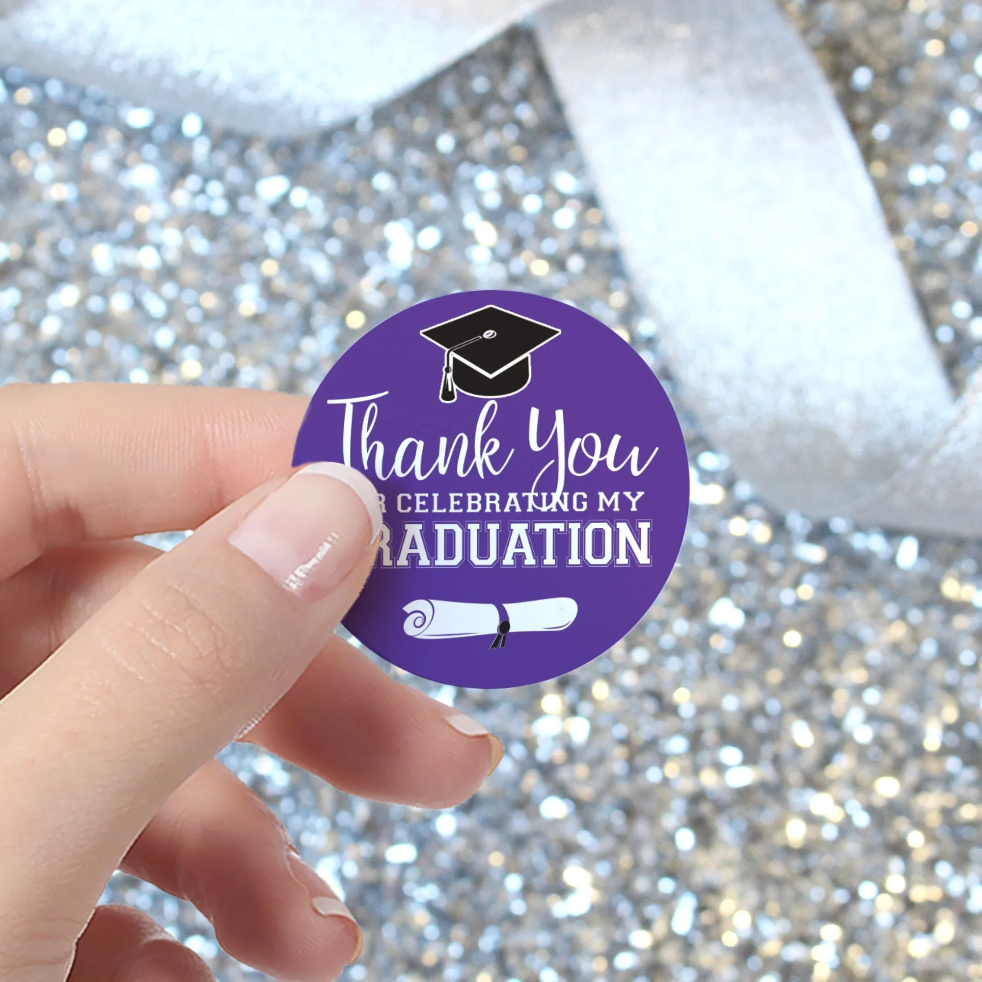 Graduation Party Class of 2024: Thank You Sticker Labels  - 11 School Colors - 40 Stickers