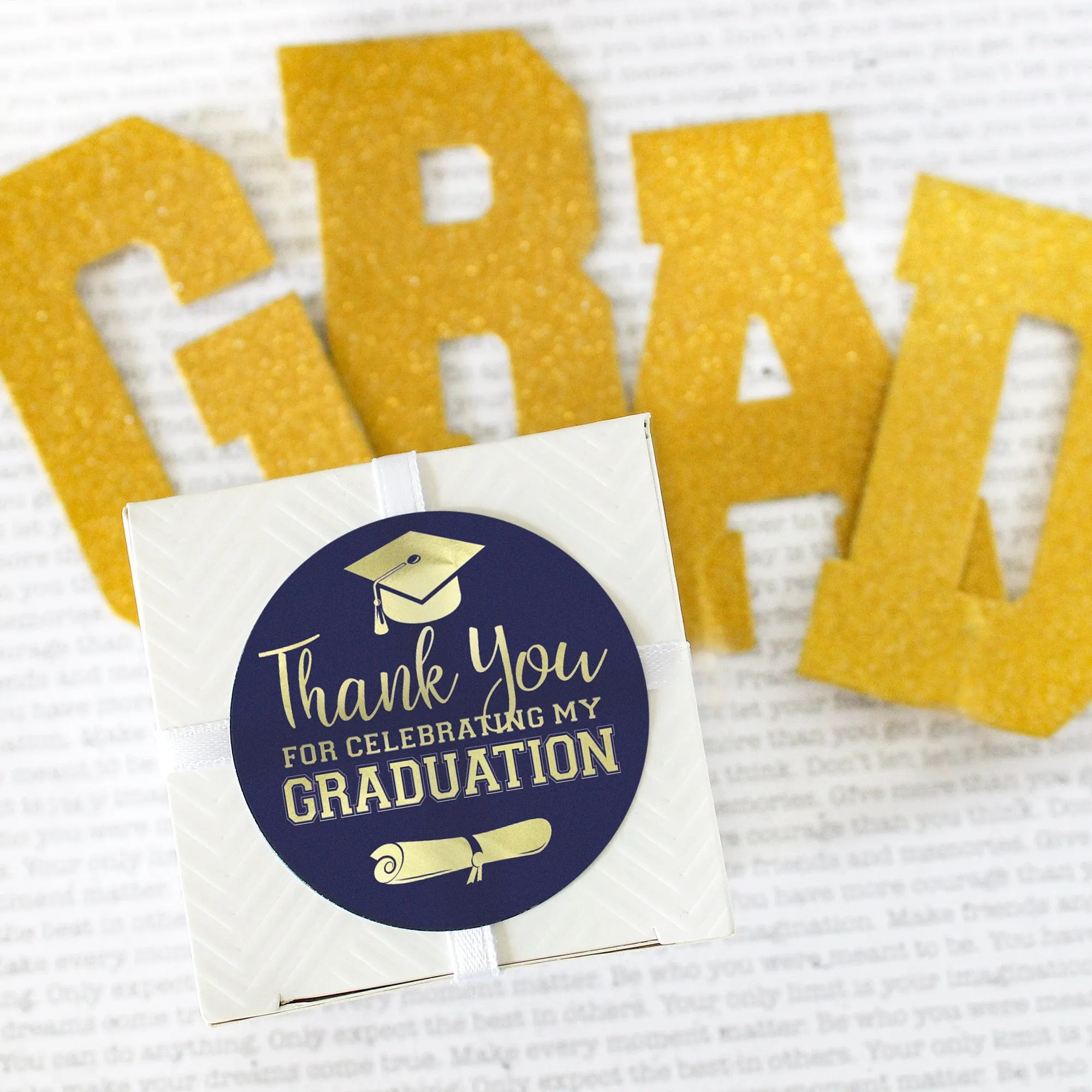 Graduation Party Class of 2024: Thank You Sticker Labels  - 11 School Colors - 40 Stickers