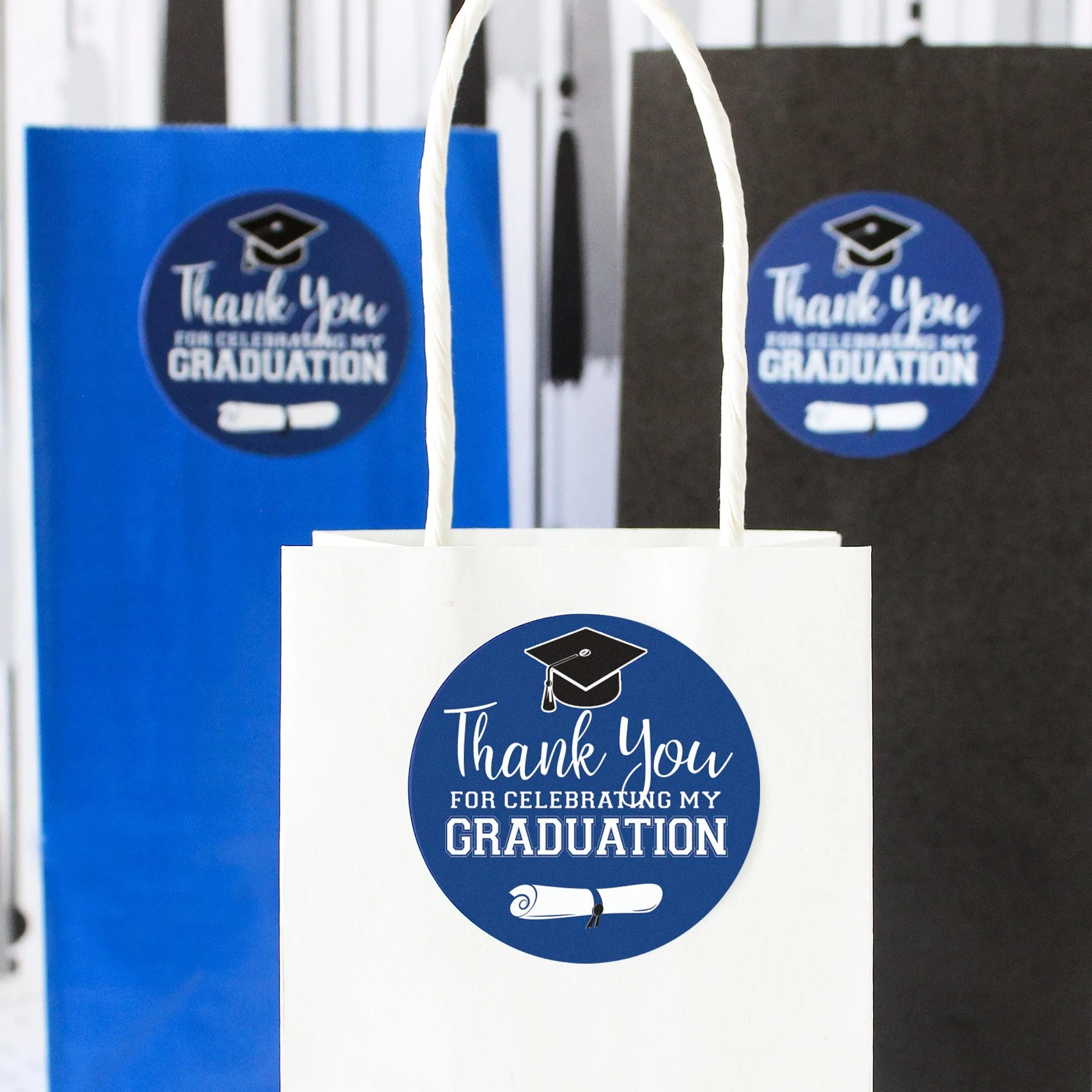 Graduation Party Class of 2024: Thank You Sticker Labels  - 11 School Colors - 40 Stickers