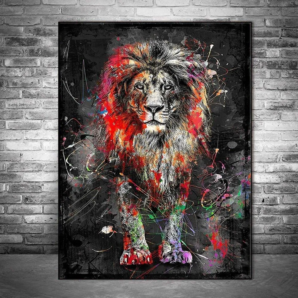 Graffiti Abstract Lion Framed Wall Art (70x100cm)