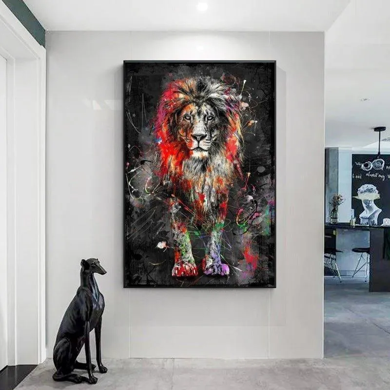 Graffiti Abstract Lion Framed Wall Art (70x100cm)