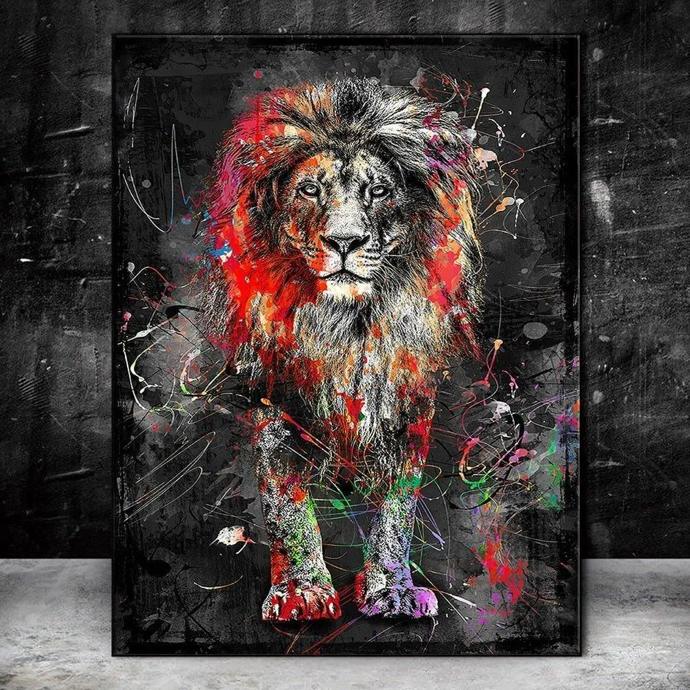 Graffiti Abstract Lion Framed Wall Art (70x100cm)