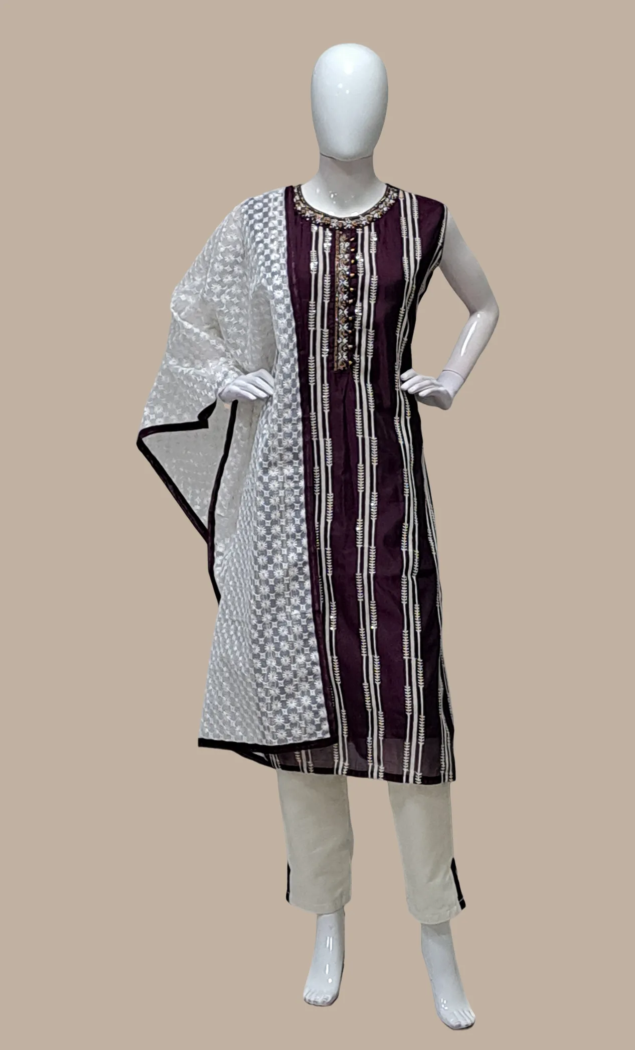 Grape Embroidered Punjabi