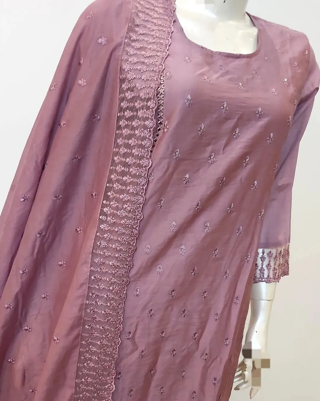 Grape Purple Pure Maska Cotton Silk Thread Embroidery Work Salwar Suit