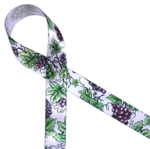 Grapes Ribbon printed on 7/8" Lt. Orchid single face satin