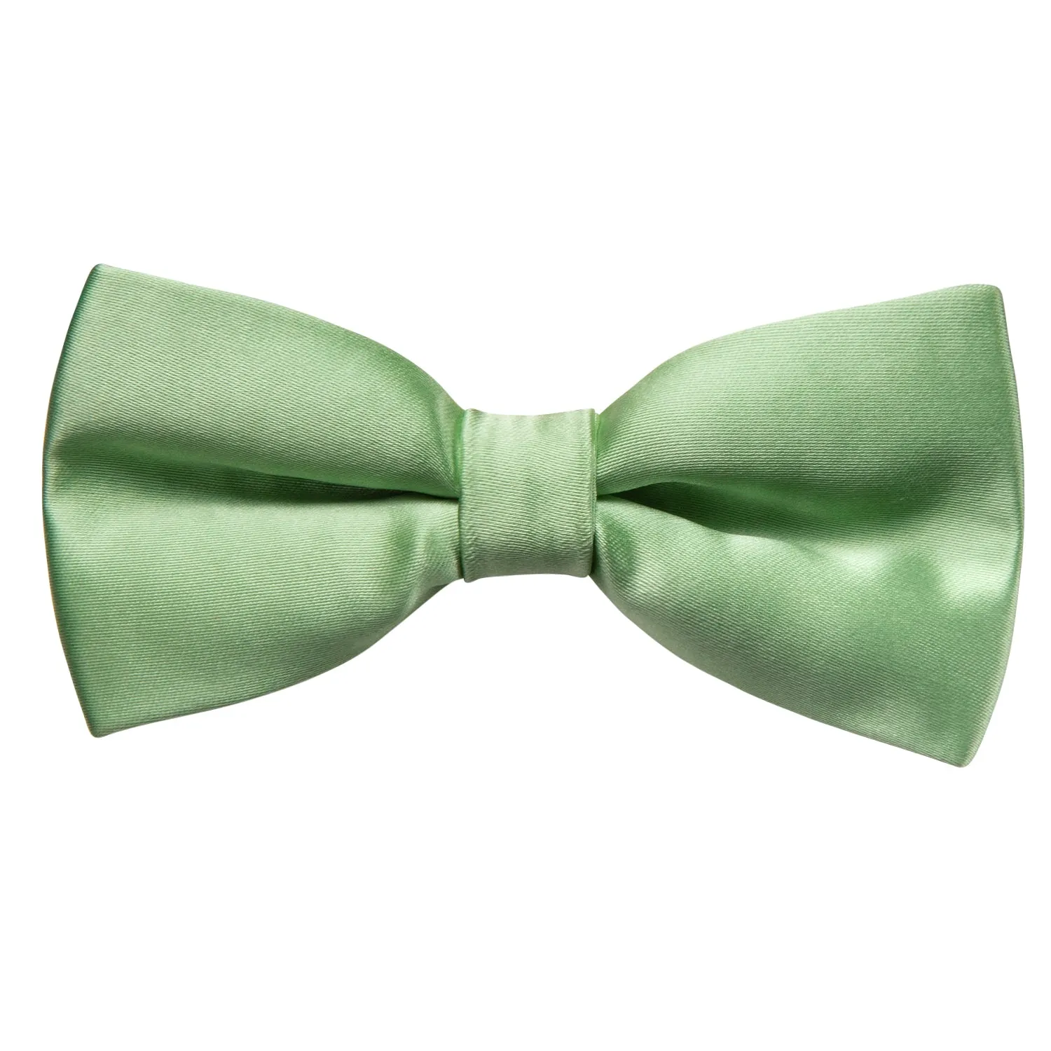 Grass Green Solid Pre-tied Bow Tie Hanky Cufflinks Set