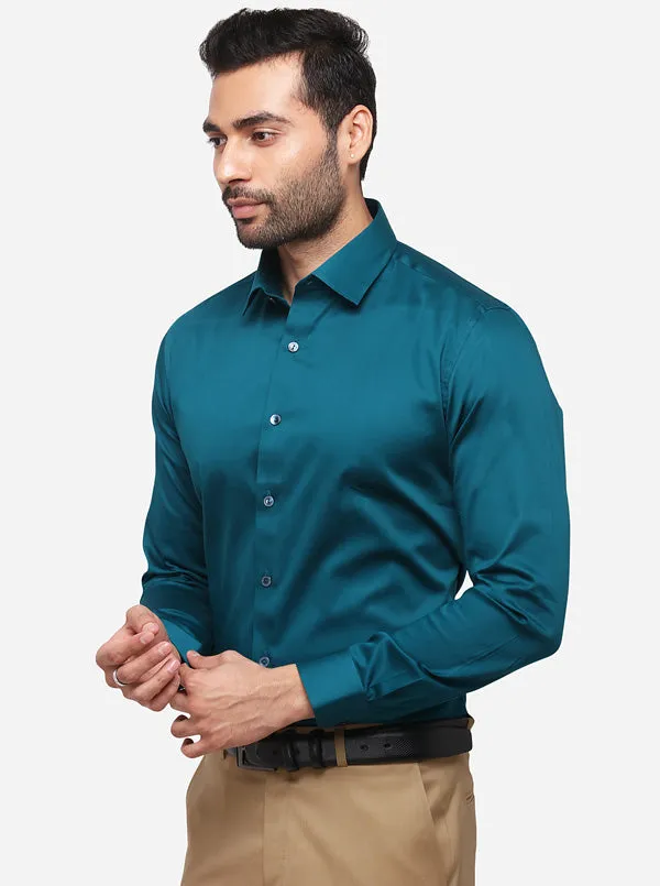 Grass Green Solid Slim Fit Party Wear Shirt | Wyre