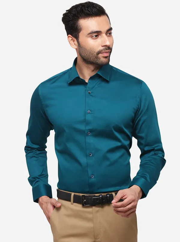 Grass Green Solid Slim Fit Party Wear Shirt | Wyre