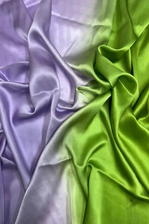 Grass green/Lavender Satin Crepe