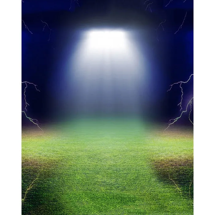 Grassy Field & Lightning Printed Backdrop