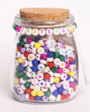 GRATEFUL Multicolor Round Letter DIY Bead Jar