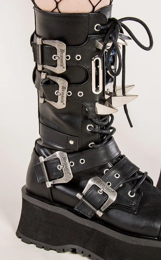 GRAVEDIGGER-250 Black Vegan Leather Boots (Au Stock)