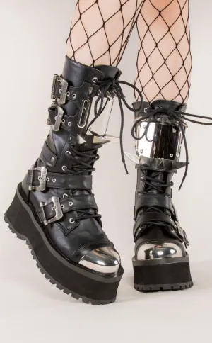 GRAVEDIGGER-250 Black Vegan Leather Boots